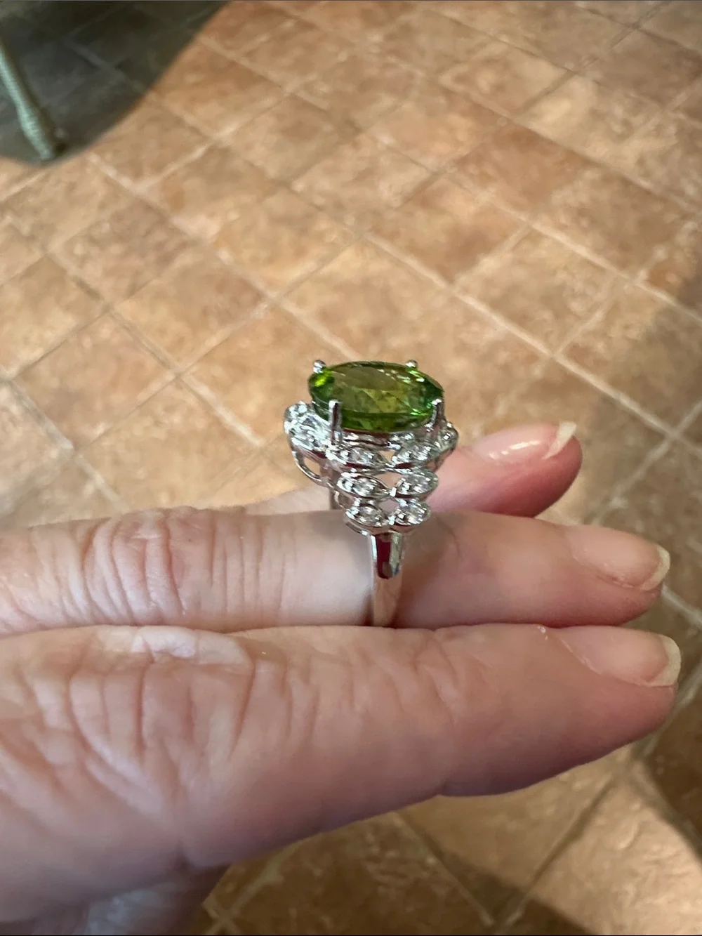 Vibrant Green Crystal Cocktail Ring in Sterling